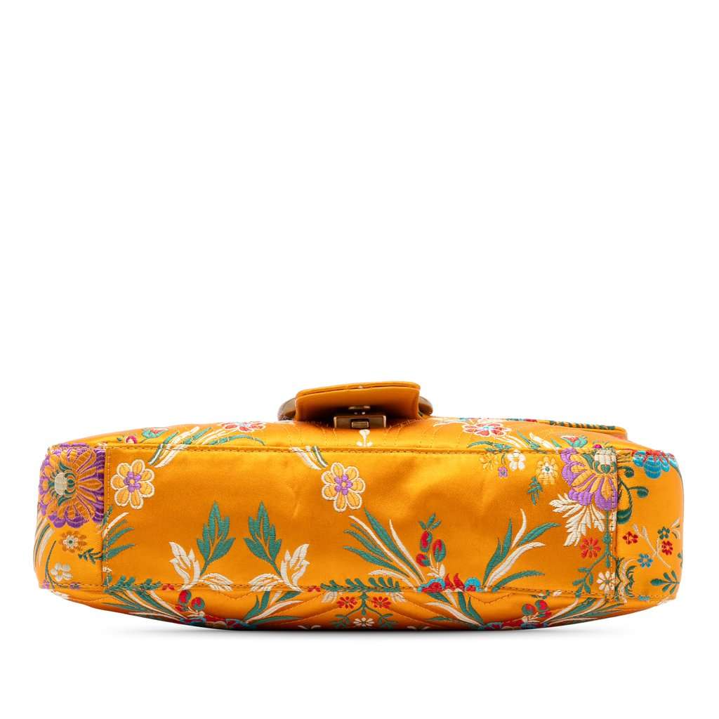 Gucci Large GG Marmont Matelasse Silk Embroidered Floral Shoulder Bag Yellow Very good condition - Inside View