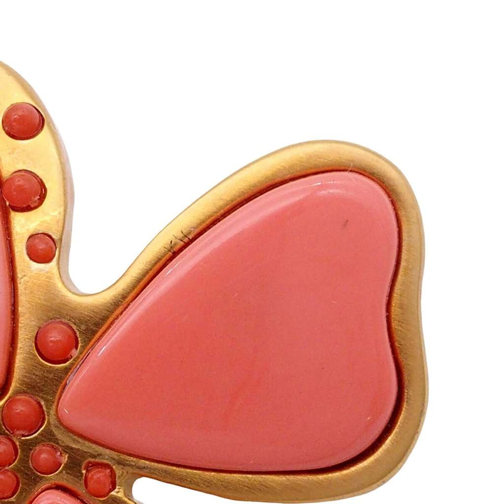 Chanel CC Gold Plated Resin Four Leaf Clover Brooch Gold Metal Very good condition - Inside View