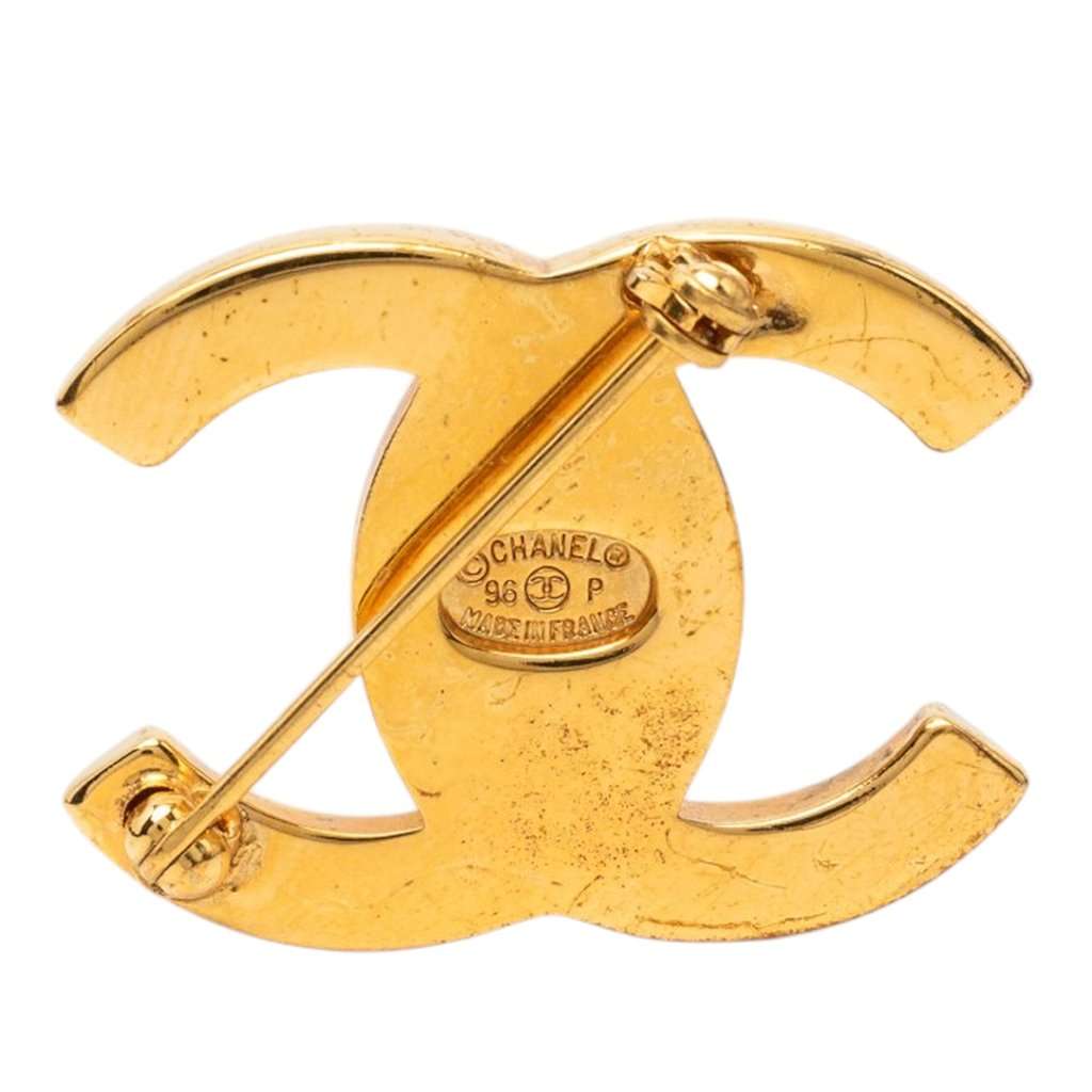 Chanel CC Gold Plated Turn Lock Brooch Gold Metal Very good - Back View