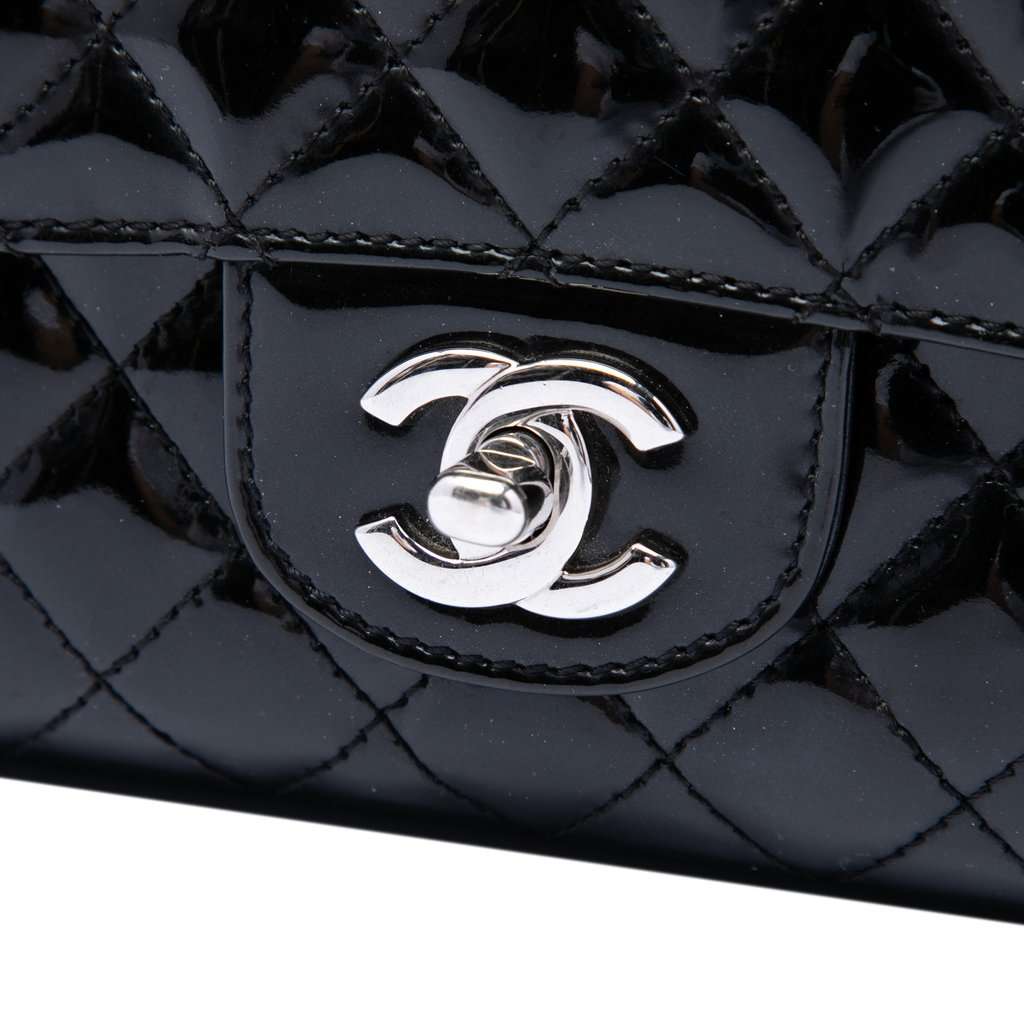 Chanel Medium Quilted Patent Secret Label Flap Black Leather Good condition - Box View