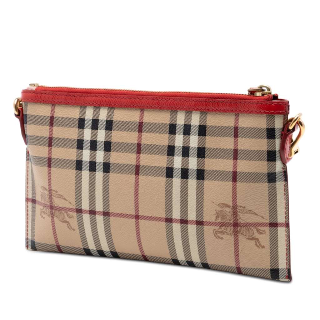 Burberry Haymarket Check Coated Canvas Peyton Crossbody Beige Very good condition - Back View