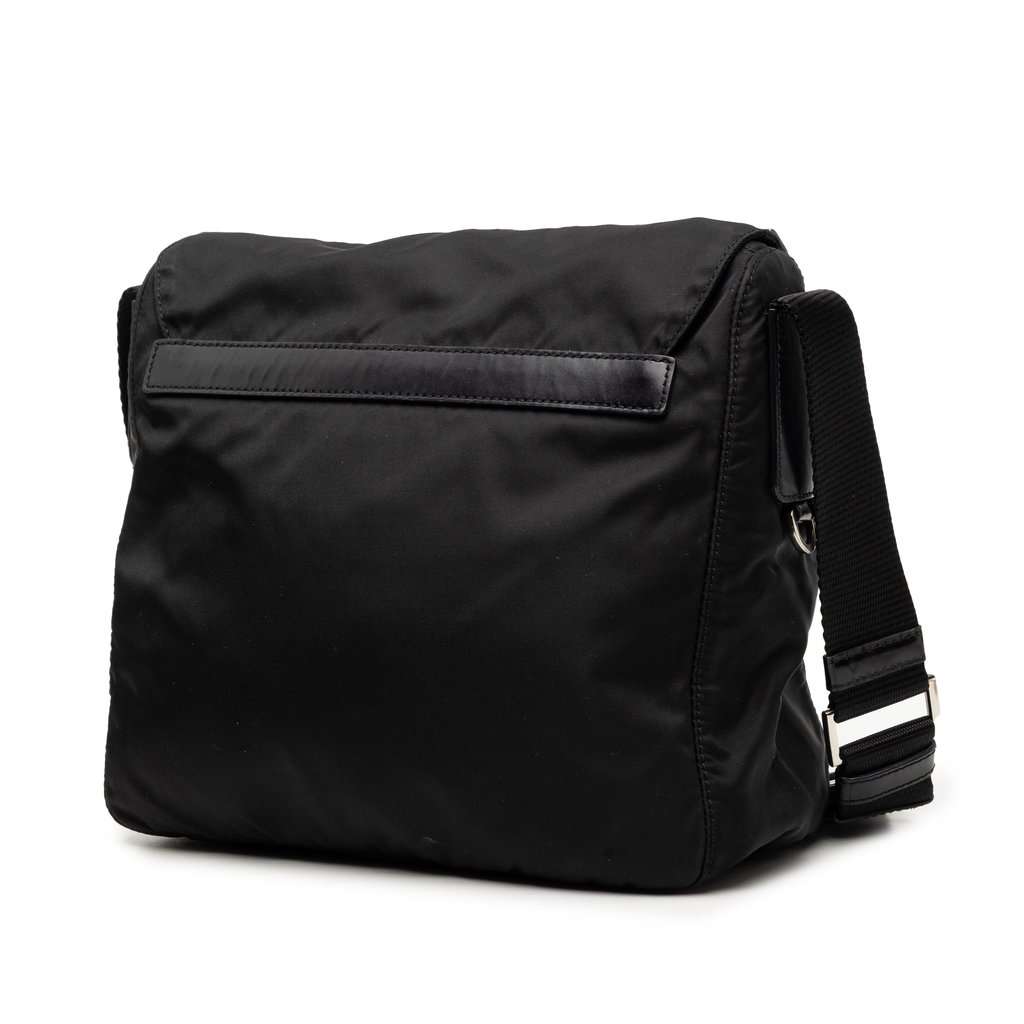 Prada Tessuto Zip Buckle Messenger Bag Black Very good condition - Back View