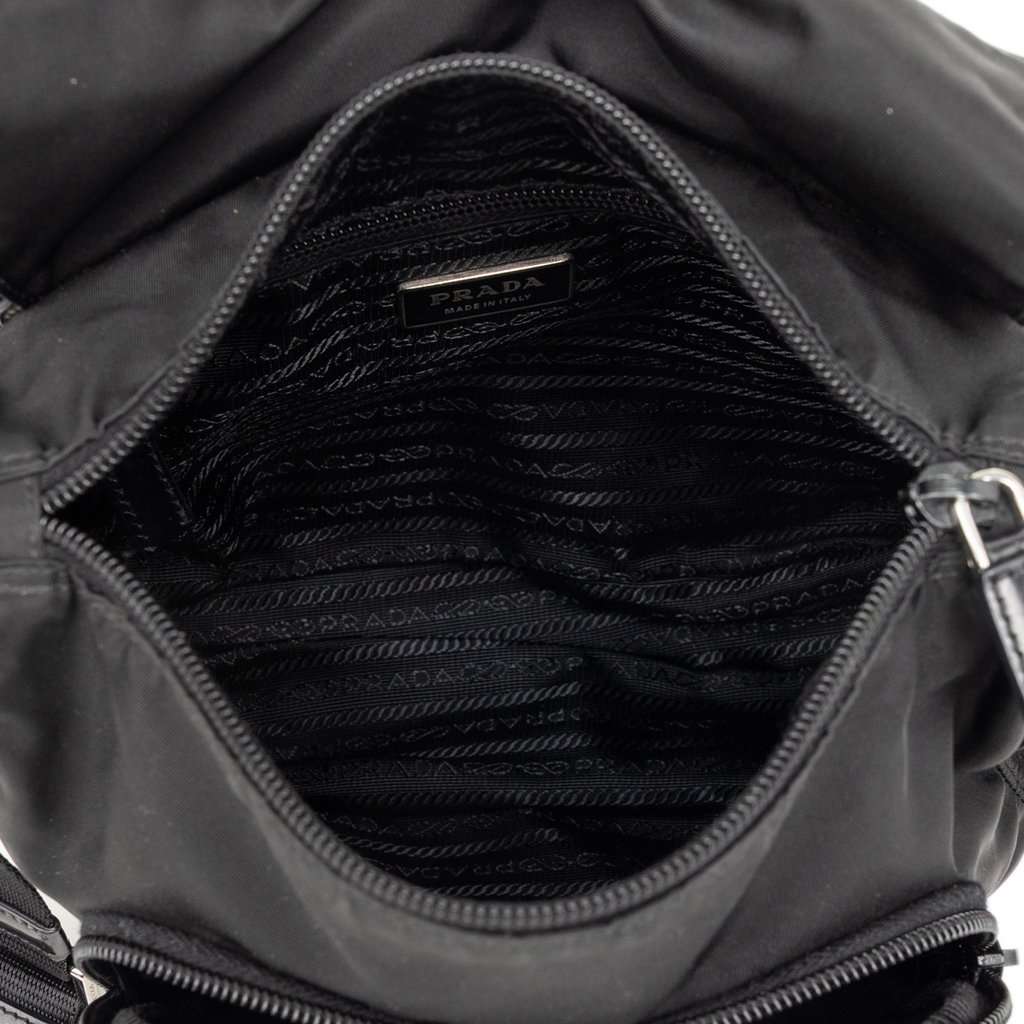 Prada Tessuto Zip Buckle Messenger Bag Black Very good condition - Model View