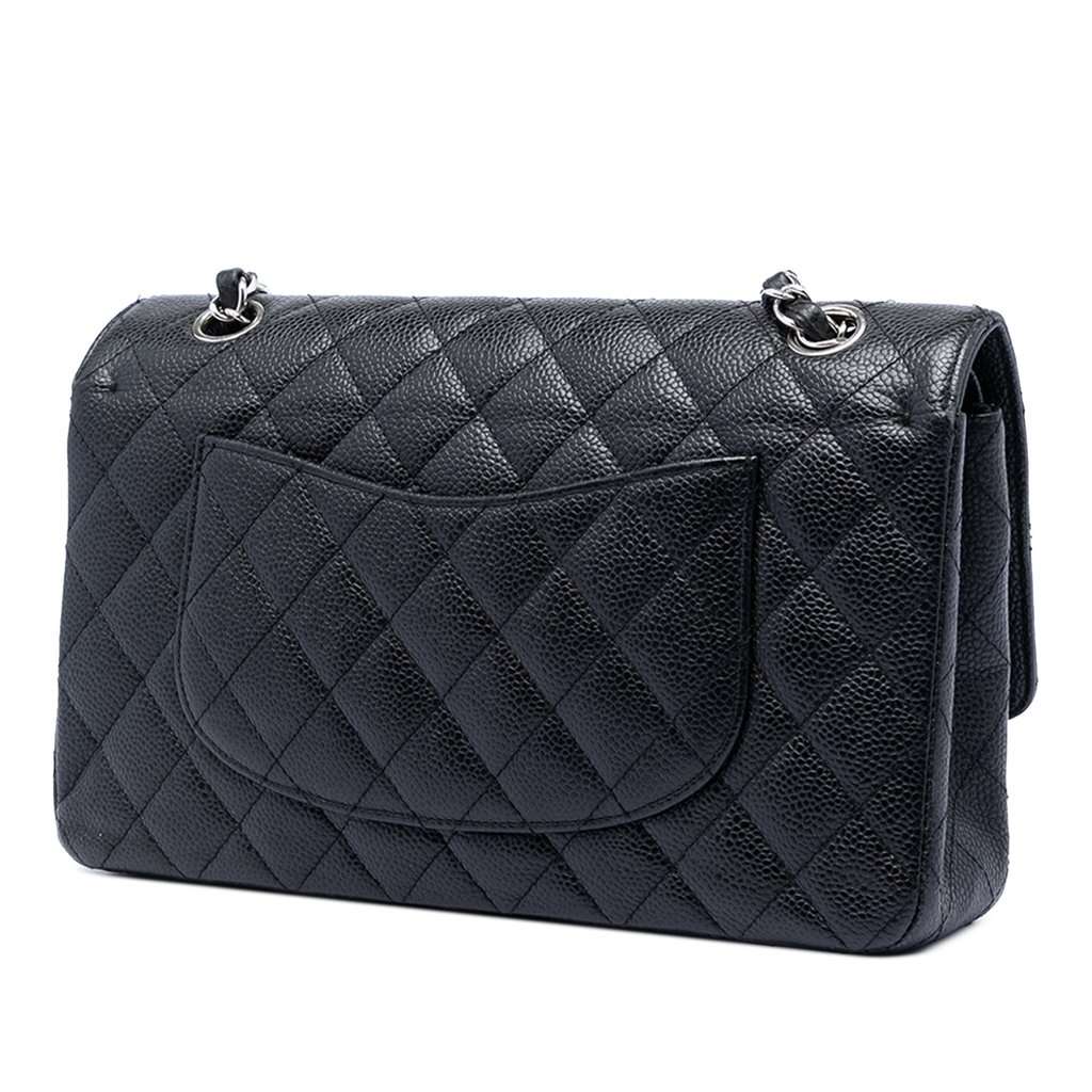 Chanel Medium Classic Caviar Double Flap Black Leather Very good condition - Back View