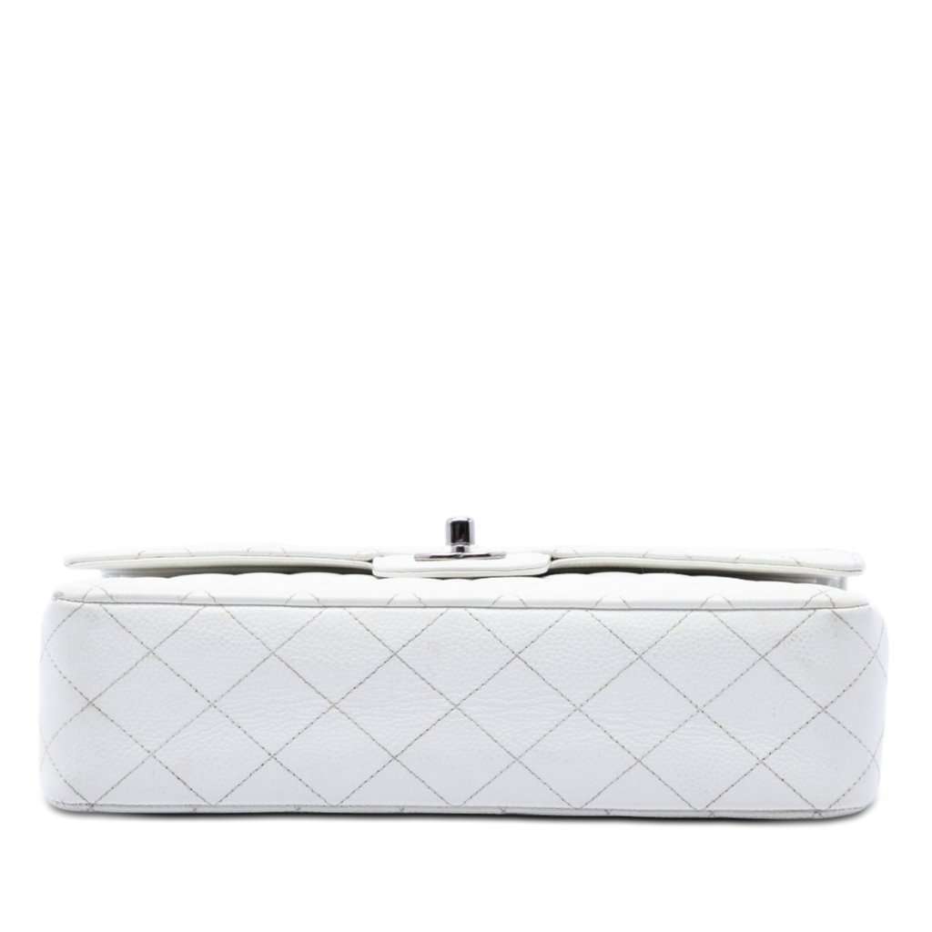 Chanel Medium Classic Caviar Double Flap White Leather Very good condition - Inside View