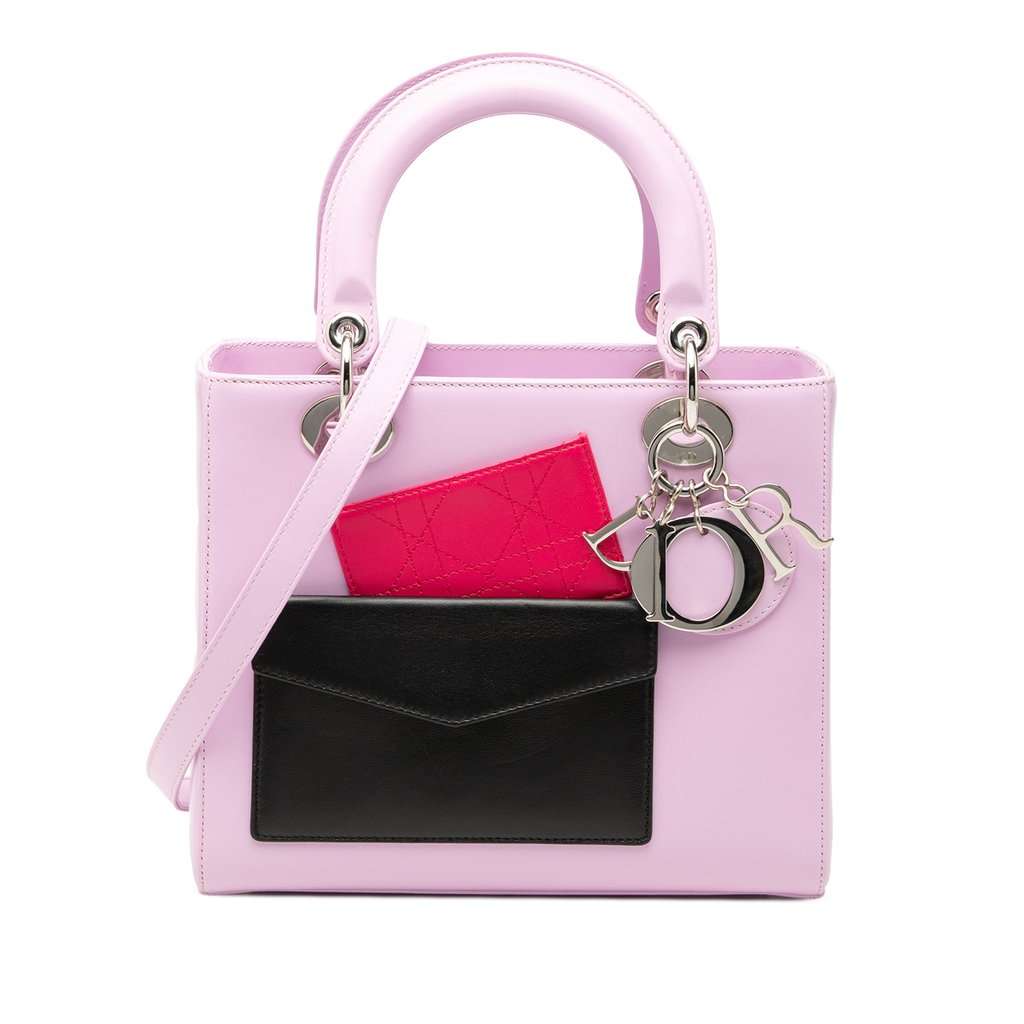 Dior Medium Calfskin Pockets Lady Dior Pink Leather Very good - Front View