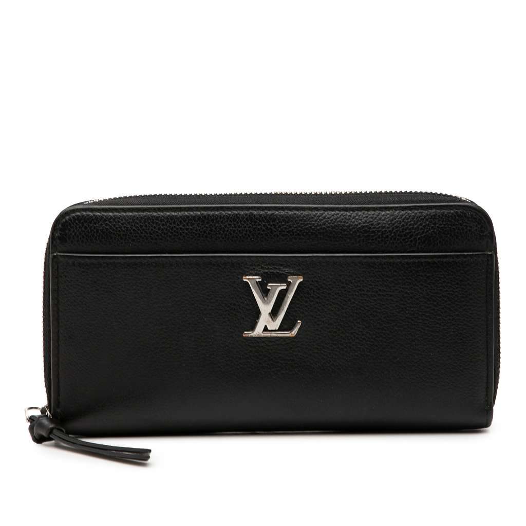 Louis Vuitton Leather Lockme Zippy Wallet Black Leather Very good condition - Front View