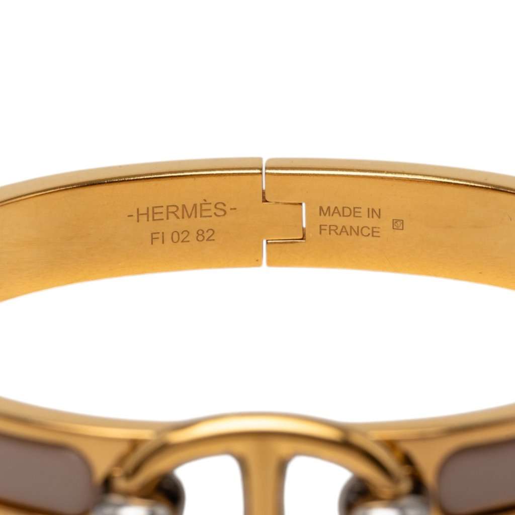Hermès Mini Enamel Clic Chaine d Ancre Bracelet PM Brown Very good condition - Model View