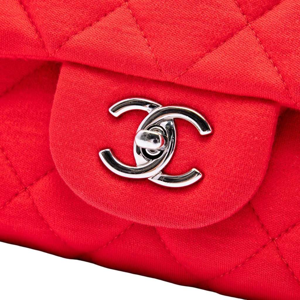 Chanel Jumbo Classic Jersey Single Flap Red Very good condition - Box View