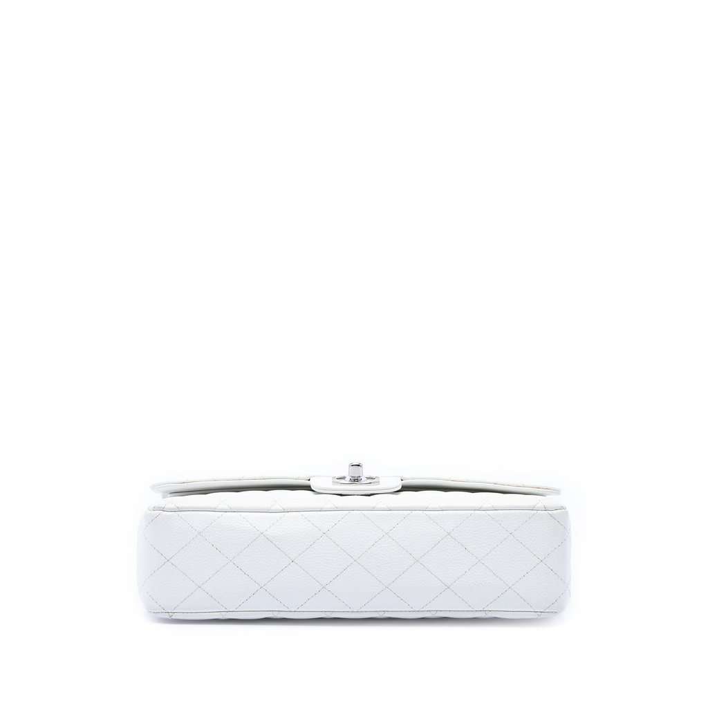 Chanel Medium Classic Caviar Double Flap White Leather Very good - Inside View