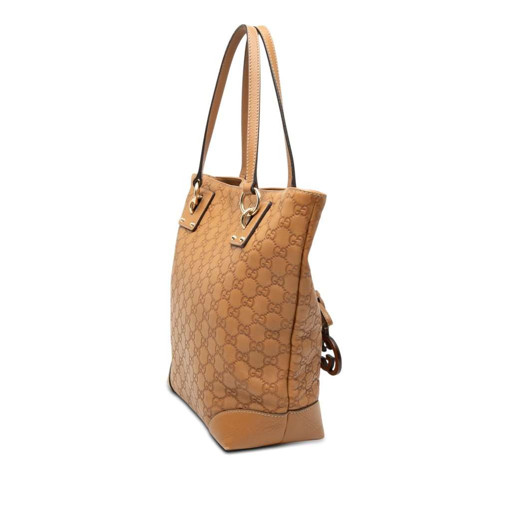 Gucci Medium Guccissima GG Charm Tote Brown Leather Very good condition - Back View
