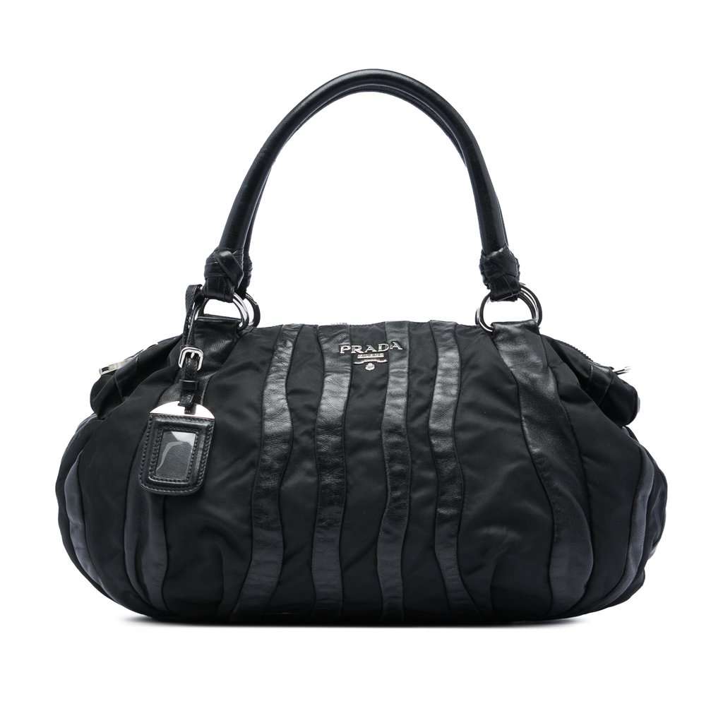 Prada Tessuto Nappa Waves Handbag Black Very good condition - Front View