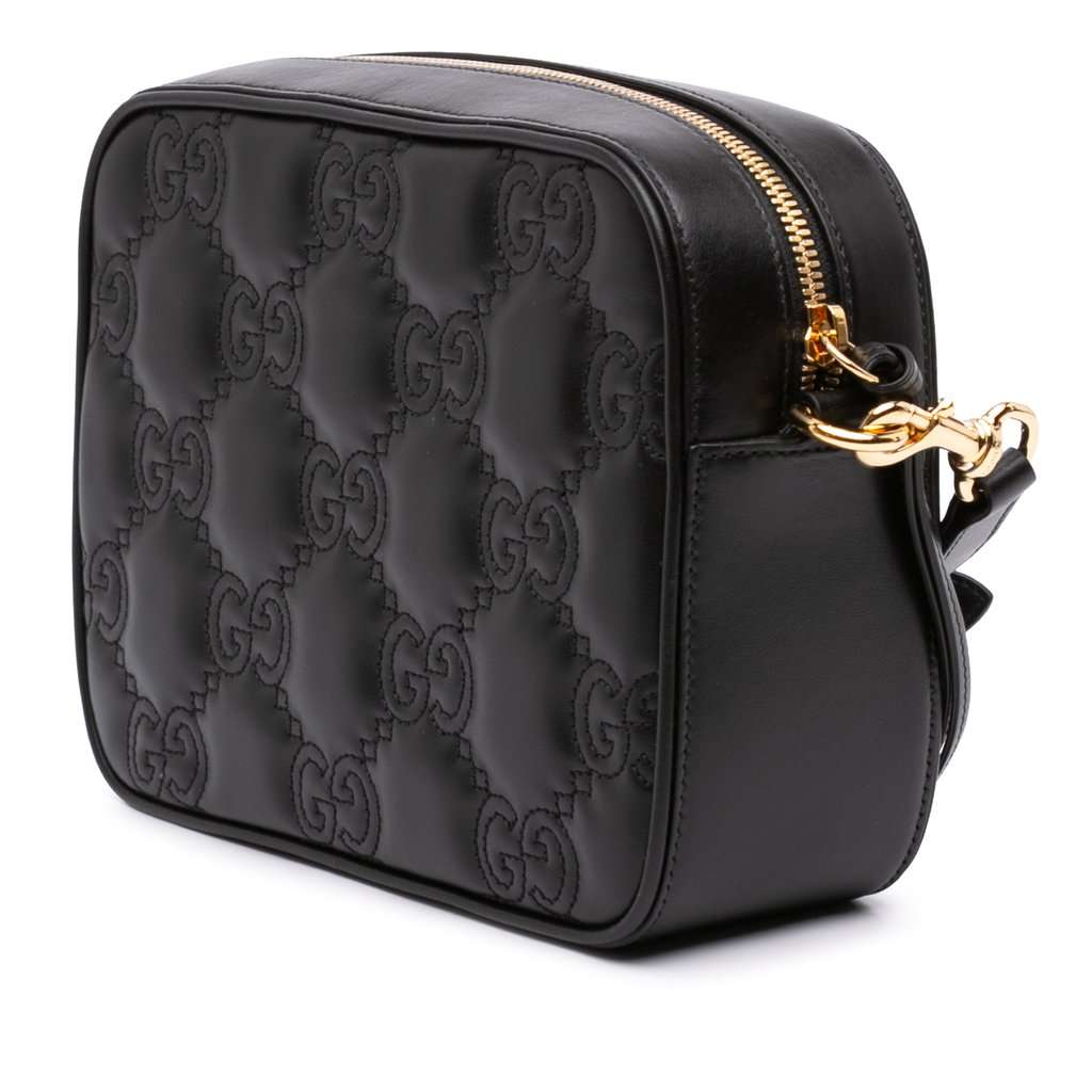 Gucci Small GG Matelasse Calfskin Crossbody Black Leather Very good - Back View