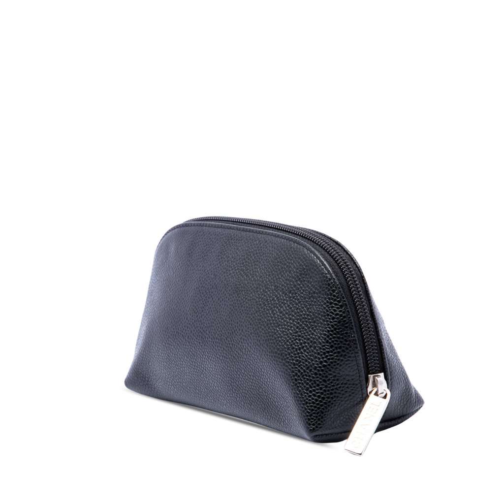 Chanel CC Caviar Cosmetic Cosmetic Pouch Black Leather Very good - Back View