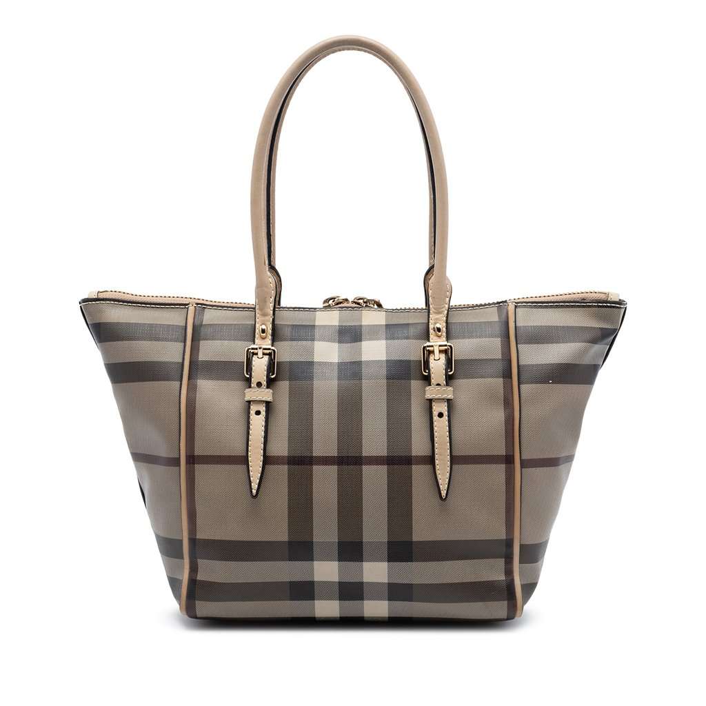 Burberry Small Smoke Check Coated Canvas Salisbury Tote Grey Very good condition - Front View