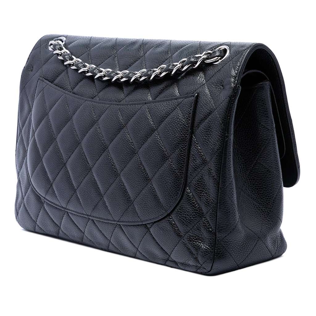 Chanel Jumbo Classic Caviar Double Flap Black Leather Very good condition - Back View