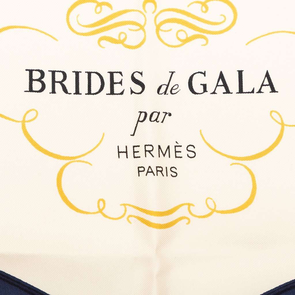 Hermès Brides de Gala Silk Scarf 90 White Very good condition - Inside View
