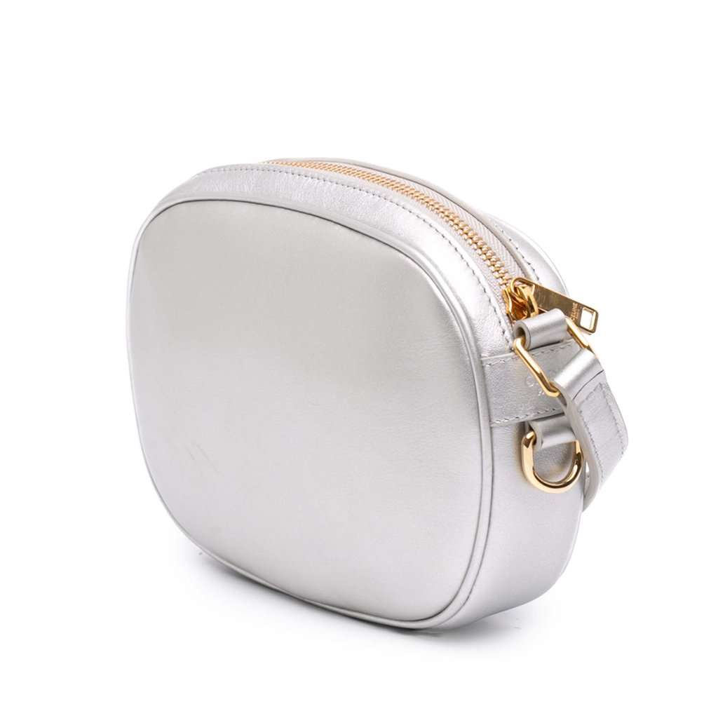 Celine Small Quilted Calfskin C Charm Camera Bag Silver Leather Very good - Back View