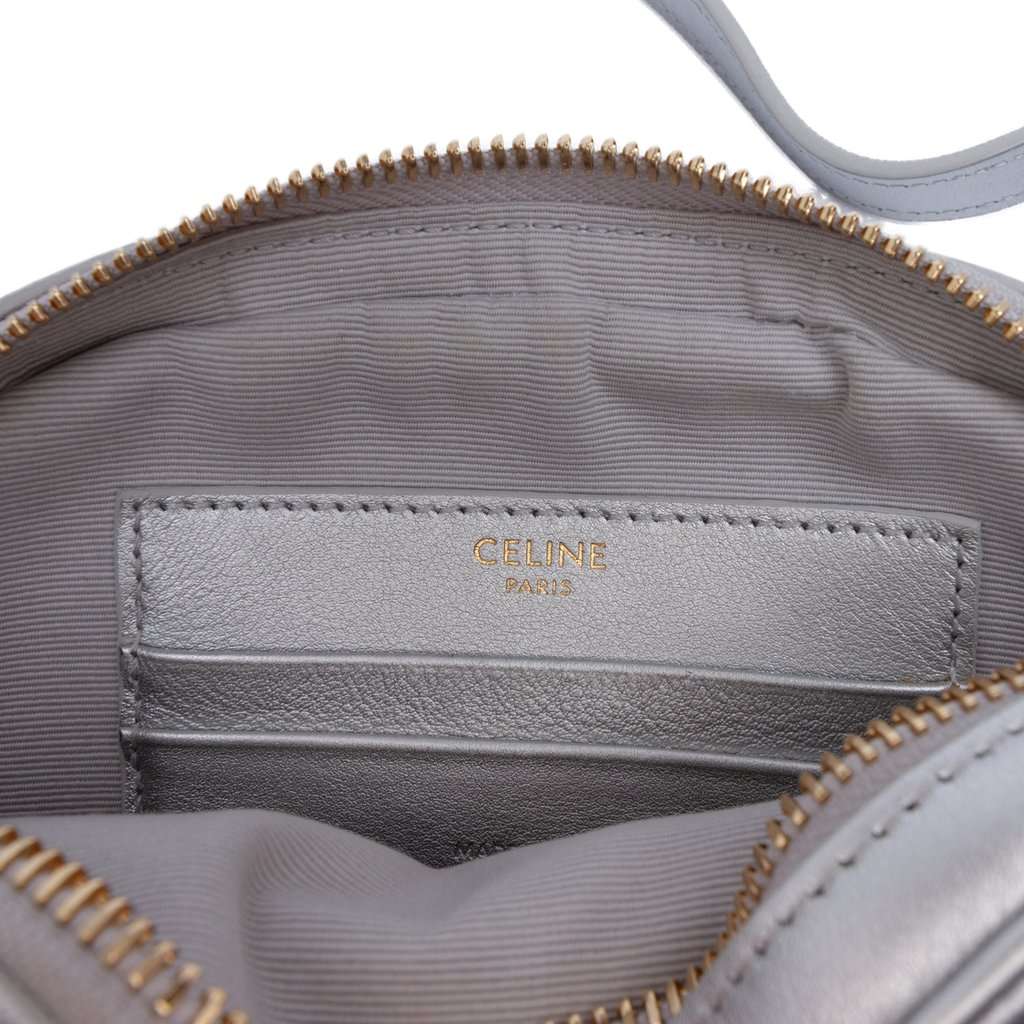 Celine Small Quilted Calfskin C Charm Camera Bag Silver Leather Very good - Box View