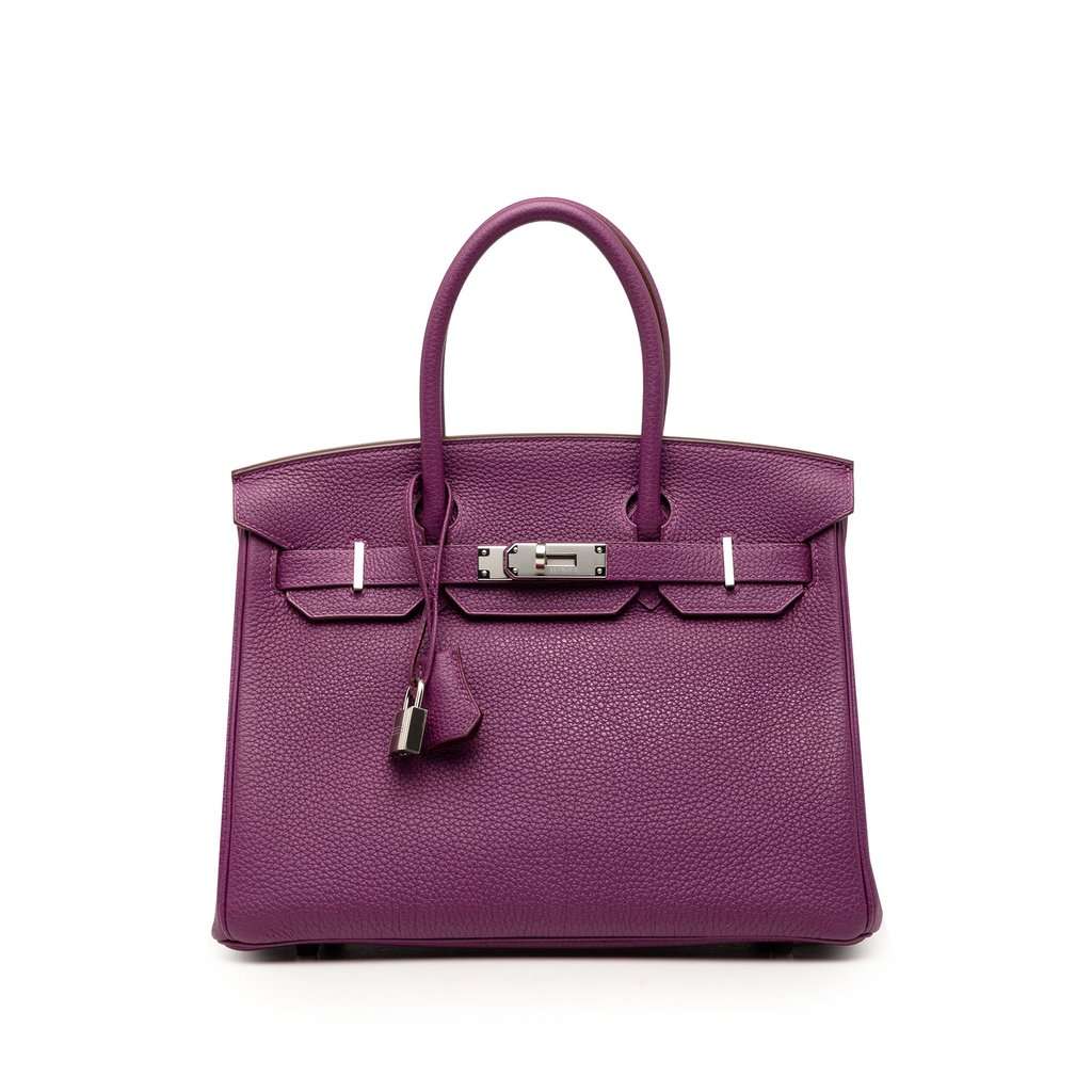 Hermès Togo Birkin Retourne 30 Purple Leather Very good condition - Front View