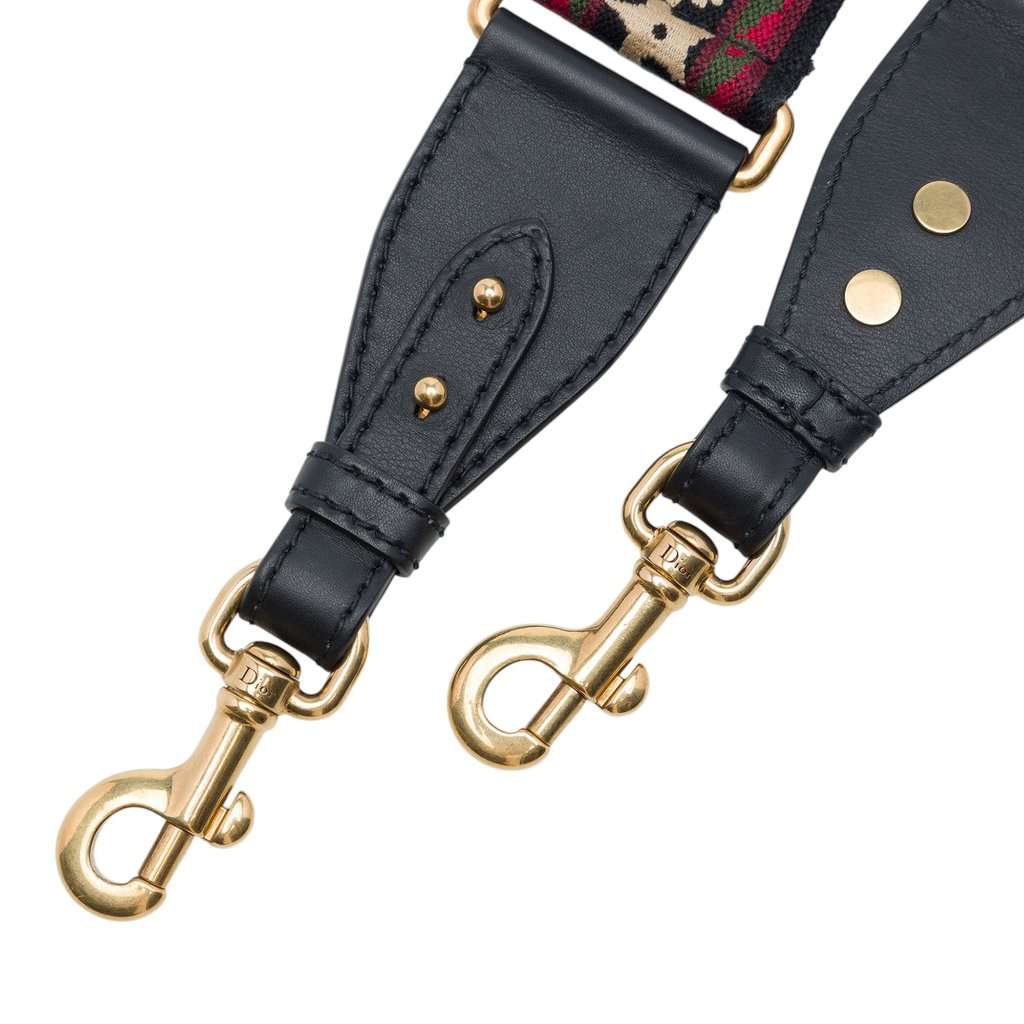 Dior Studded Embroidered Canvas Bag Strap Red Very good - Inside View