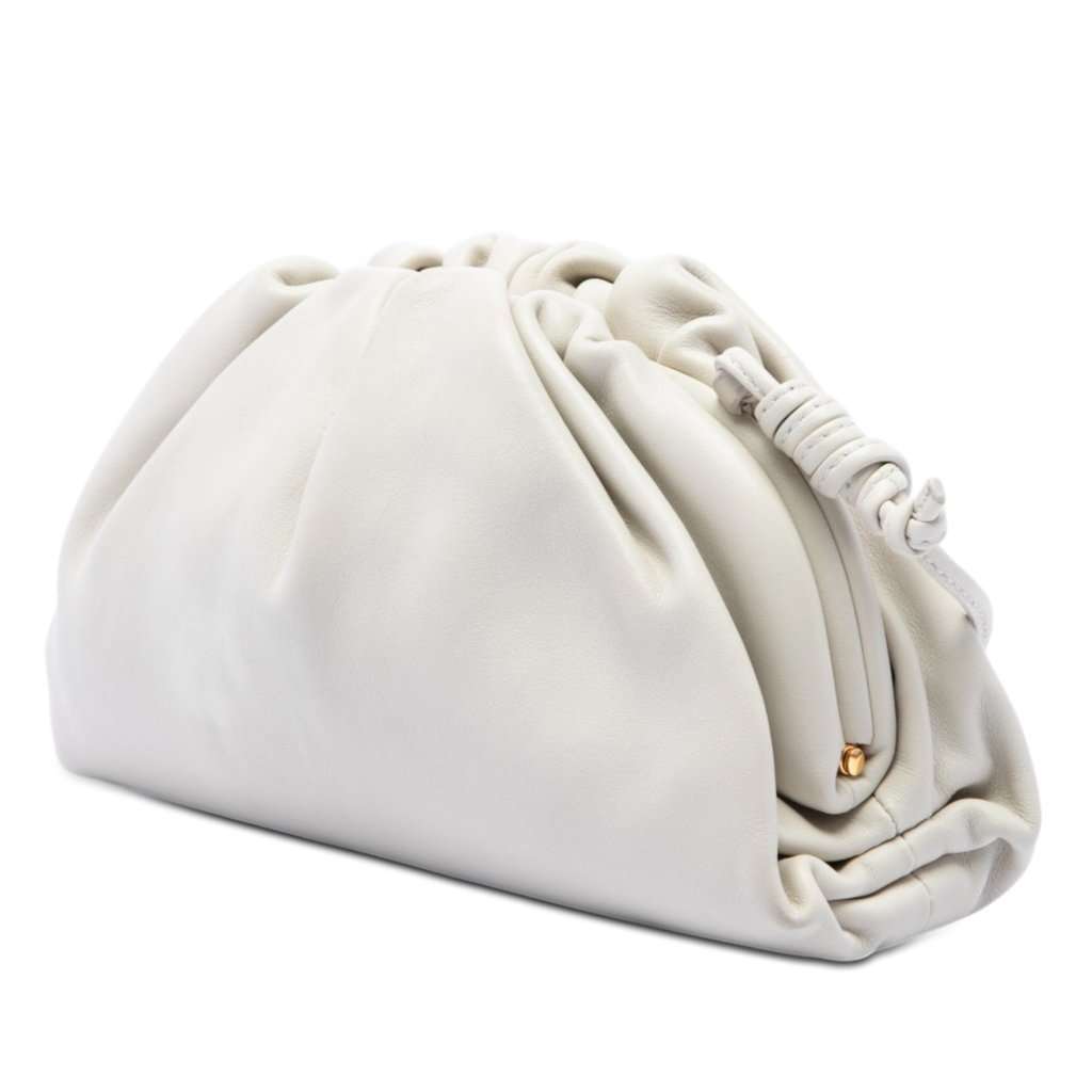 Bottega Veneta Lambskin The Mini Pouch Crossbody White Leather Very good - Back View