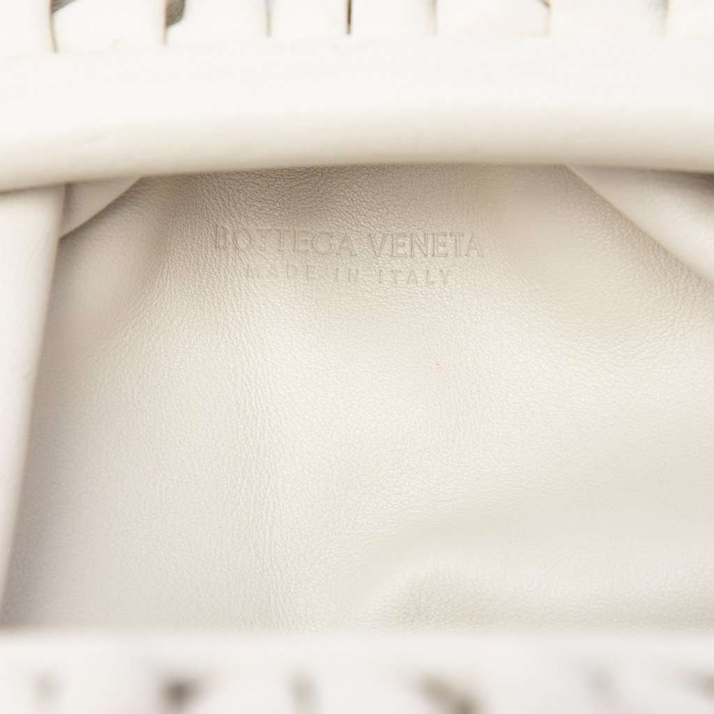 Bottega Veneta Lambskin The Mini Pouch Crossbody White Leather Very good - Box View