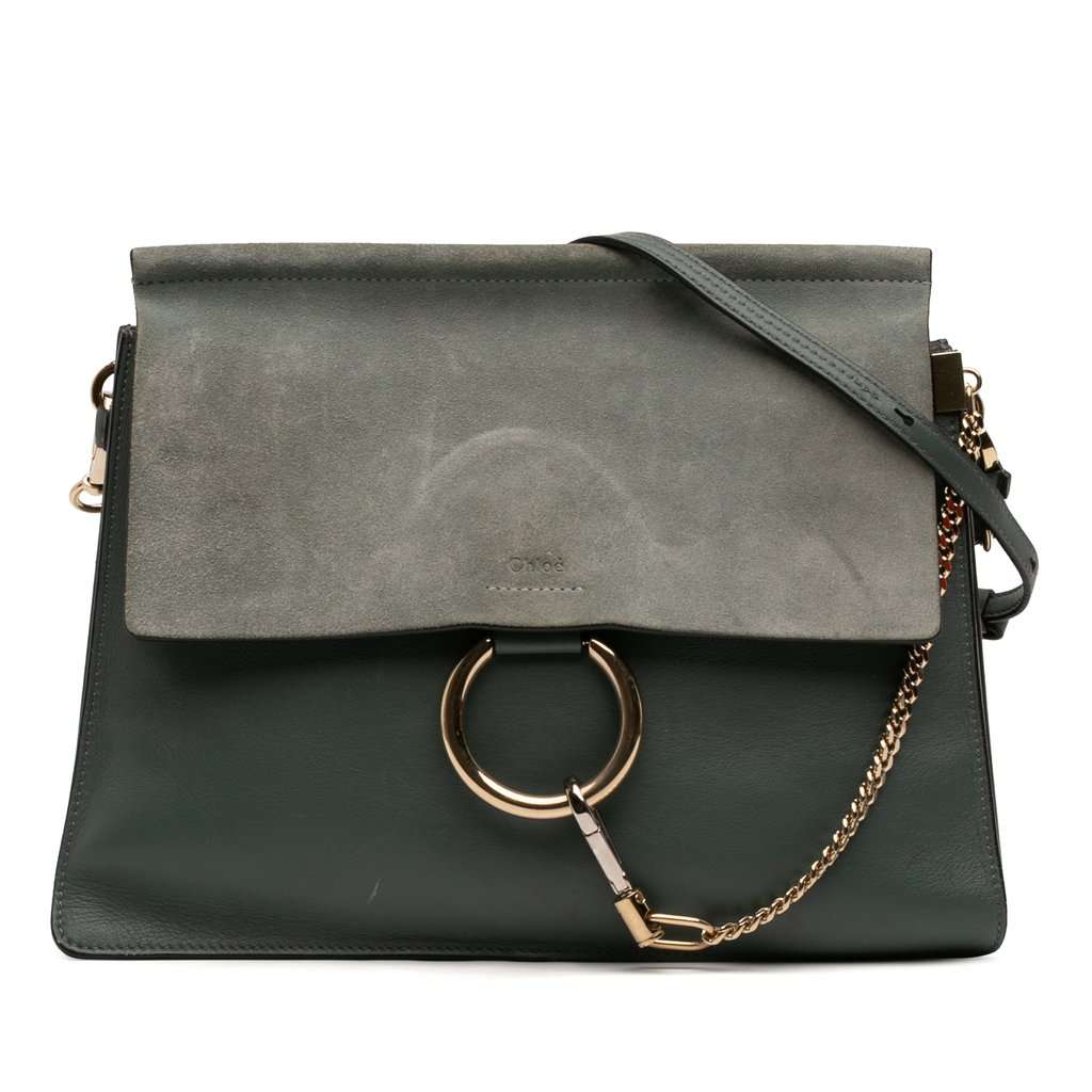 Chloé Medium Calfskin and Suede Faye Crossbody Blue Leather Very good - Front View