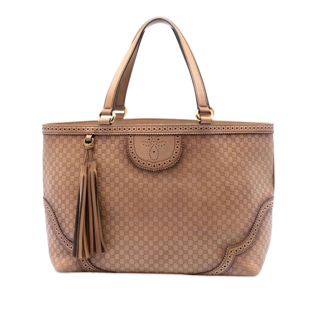 Gucci Large Microguccissima Brogue Duilio Tote Brown Leather Very good condition - Front View