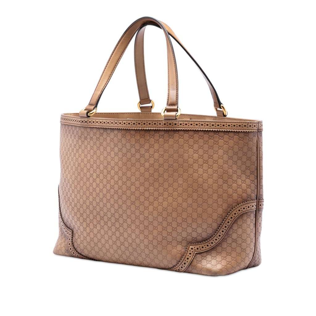 Gucci Large Microguccissima Brogue Duilio Tote Brown Leather Very good condition - Back View