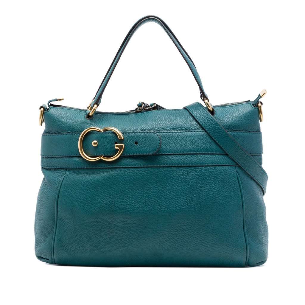 Gucci Medium Calfskin Ride Top Handle Bag Blue Leather Very good - Front View