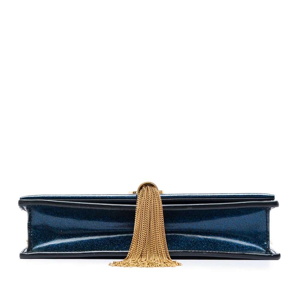 Saint Laurent Glitter Patent Monogram Kate Tassel Wallet on Chain Blue Leather Very good - Inside View