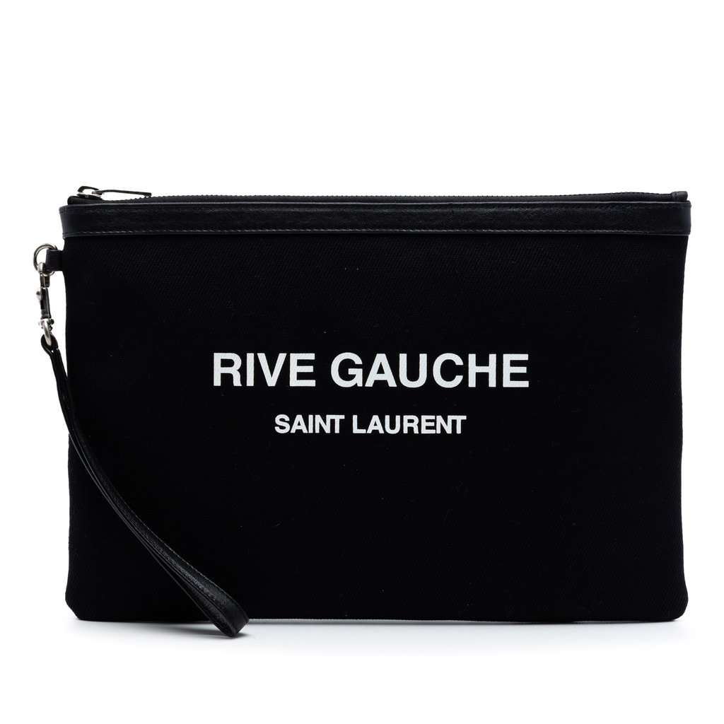 Saint Laurent Canvas Rive Gauche Clutch Black Very good condition - Front View