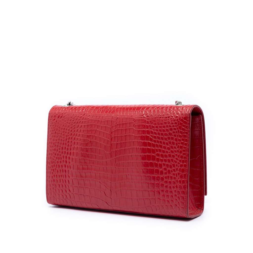 Saint Laurent Medium Croc Embossed Leather Kate Tassel Crossbody Red Leather Very good condition - Back View