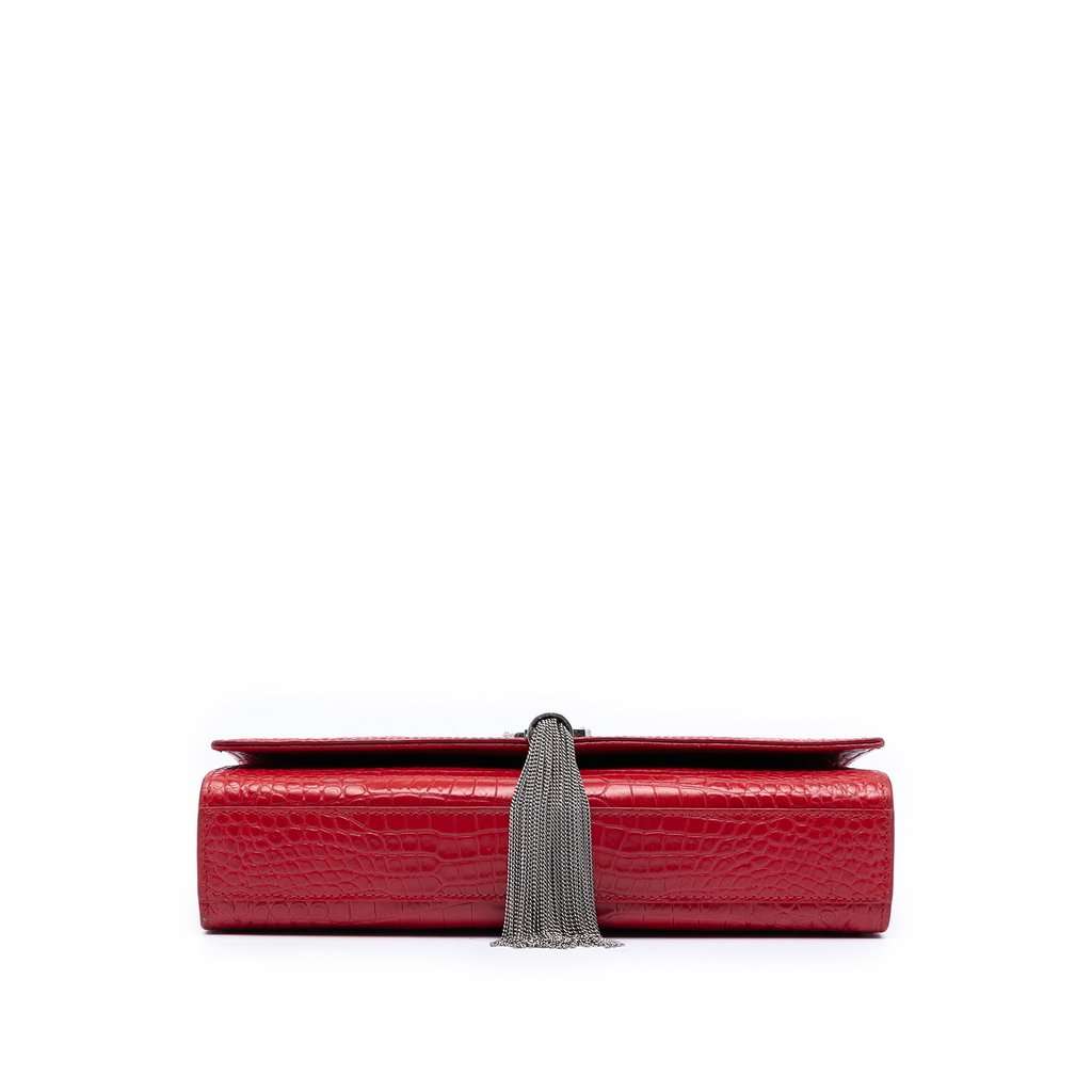 Saint Laurent Medium Croc Embossed Leather Kate Tassel Crossbody Red Leather Very good condition - Inside View