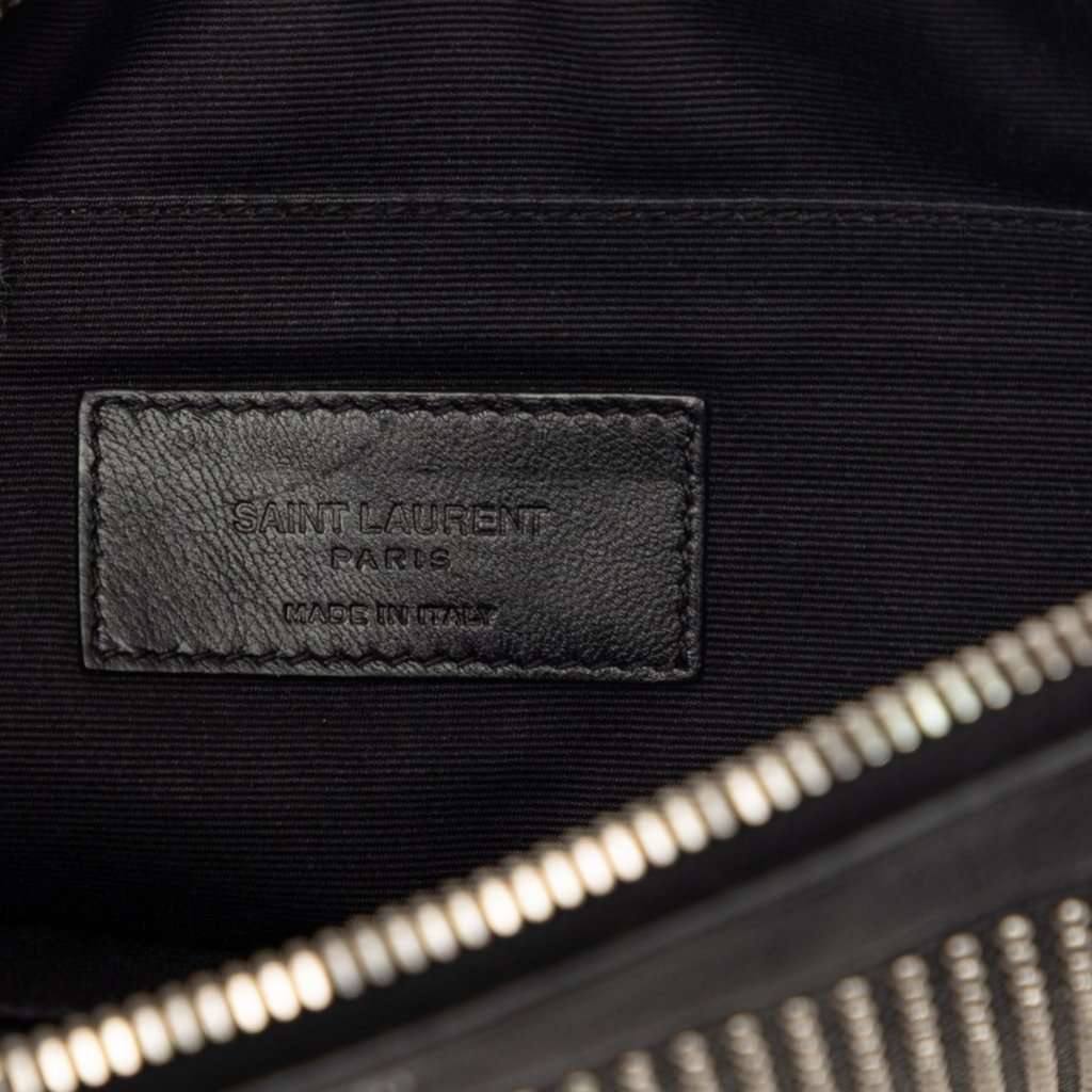Saint Laurent Studded Leather Clutch Black Leather Very good - Box View