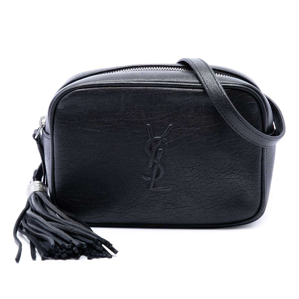 Saint Laurent Lambskin Monogram Lou Tassel Belt Bag Black Leather Very good condition - Front View