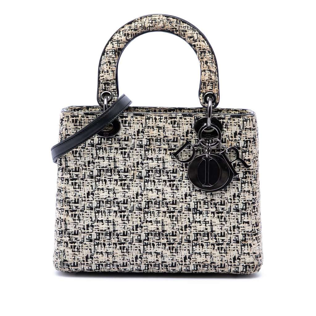 Dior Medium Tweed Lady Dior White Very good condition - Front View