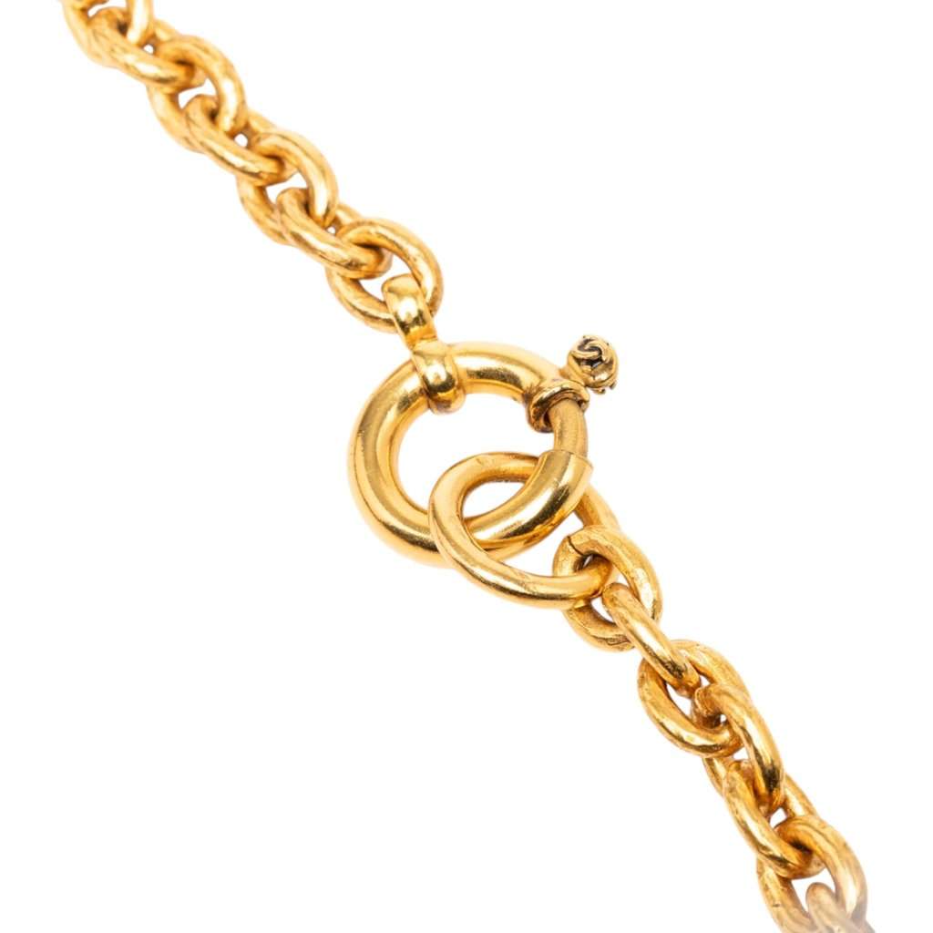 Chanel Triple CC Gold Plated Cross Pendant Necklace Gold Metal Very good - Model View
