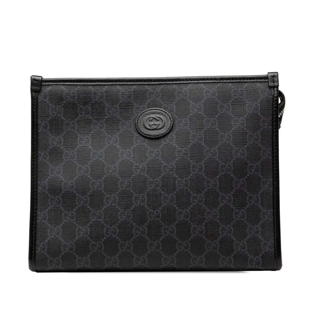 Gucci GG Supreme Retro Interlocking G Clutch Black Very good - Front View