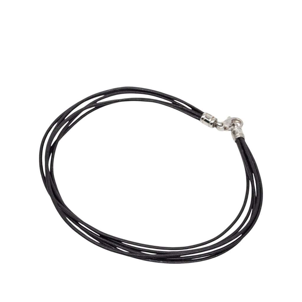 Bvlgari Leather Multi Strand Cord Chocker Necklace Black Leather Very good - Front View