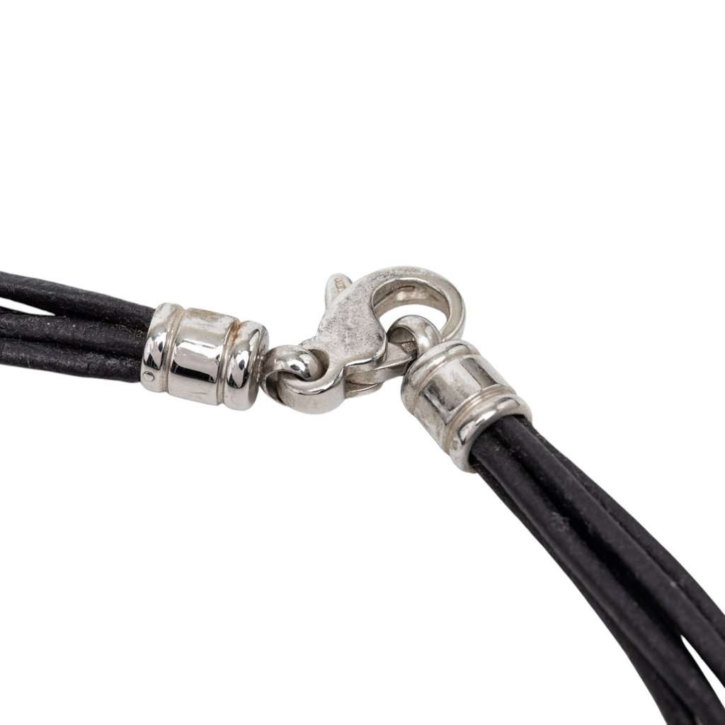 Bvlgari Leather Multi Strand Cord Chocker Necklace Black Leather Very good - Back View