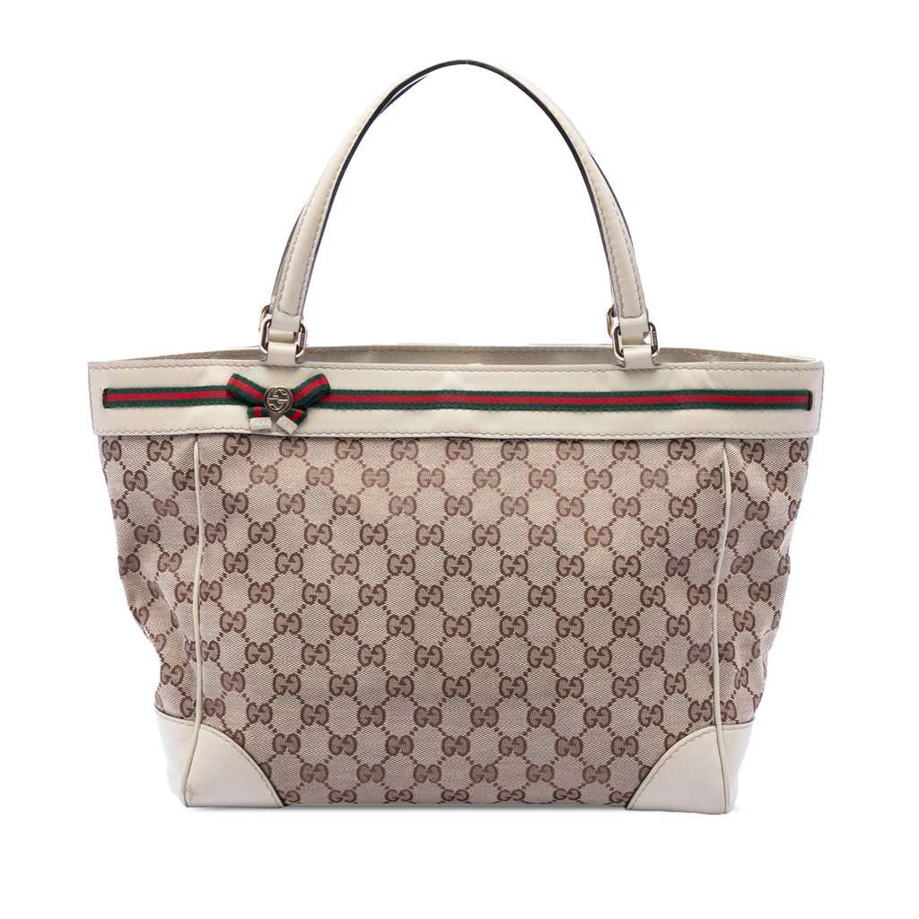 Gucci GG Canvas Web Mayfair Tote Beige Very good - Front View