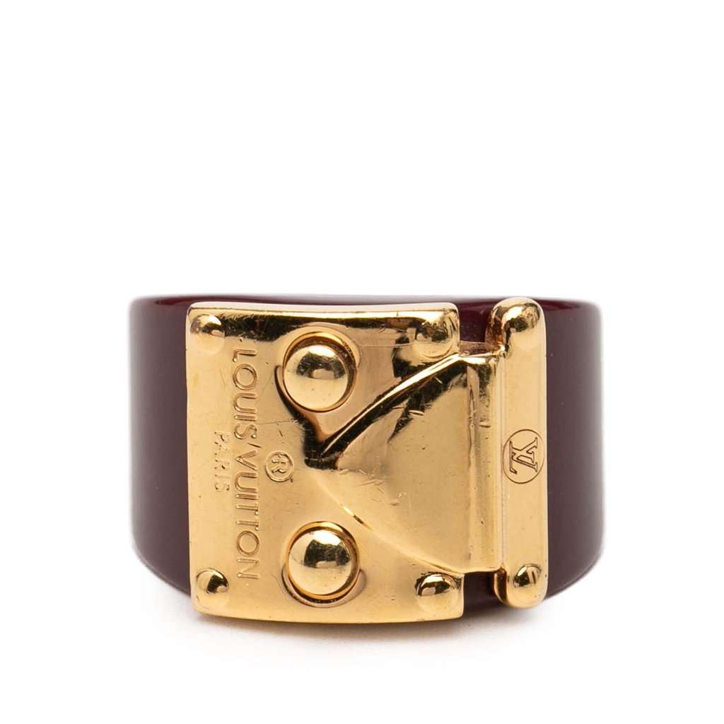 Louis Vuitton Resin Gold Plated Lock Me Ring M Red Plastic Very good condition - Front View