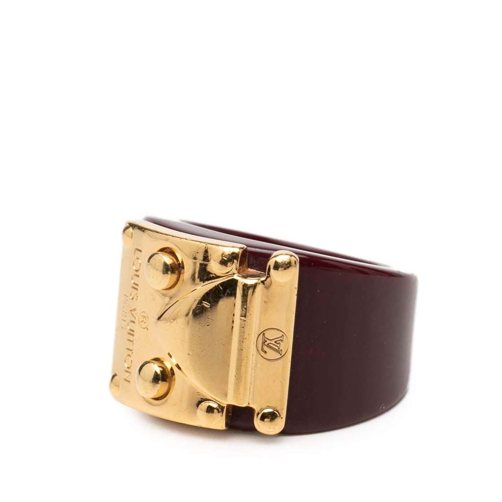 Louis Vuitton Resin Gold Plated Lock Me Ring M Red Plastic Very good condition - Back View