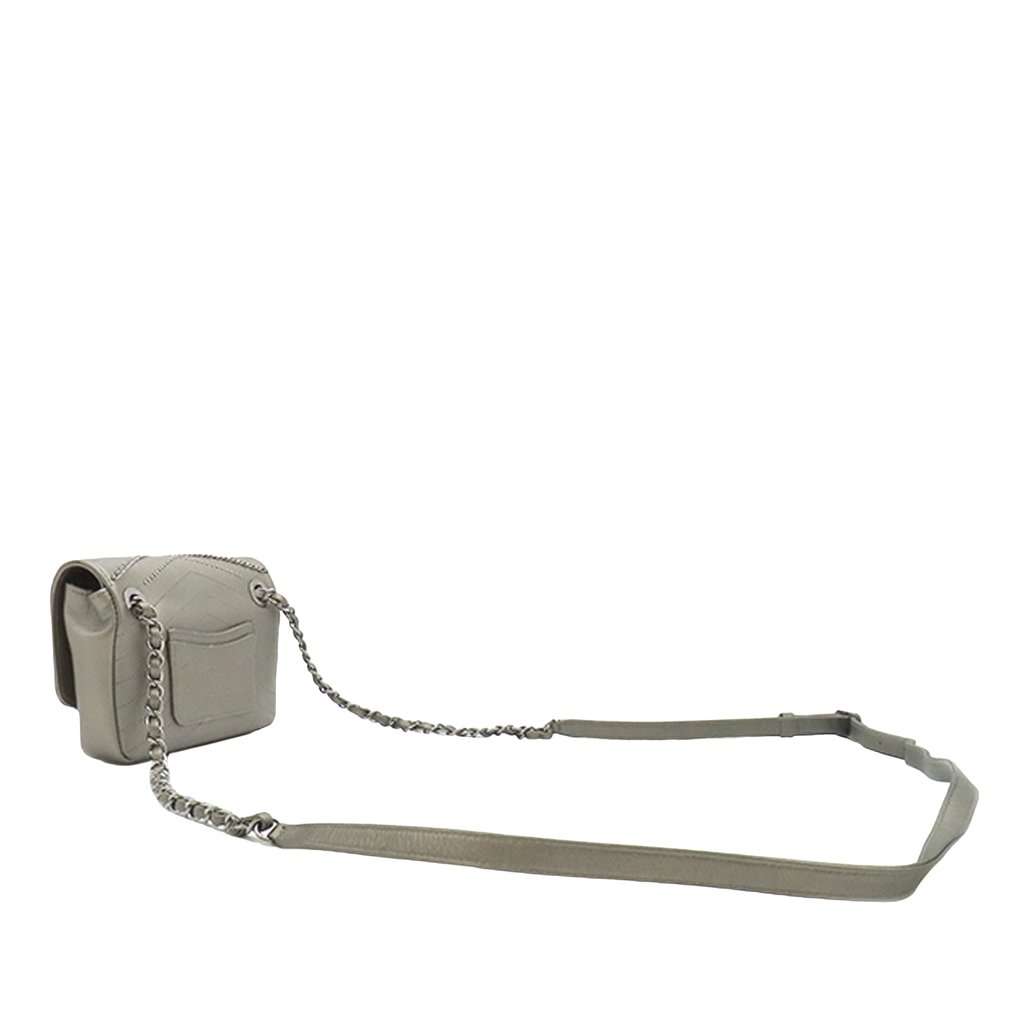 Chanel Small Chevron Calfskin Embellished Data Center Envelope Flap Silver Leather Very good condition - Back View