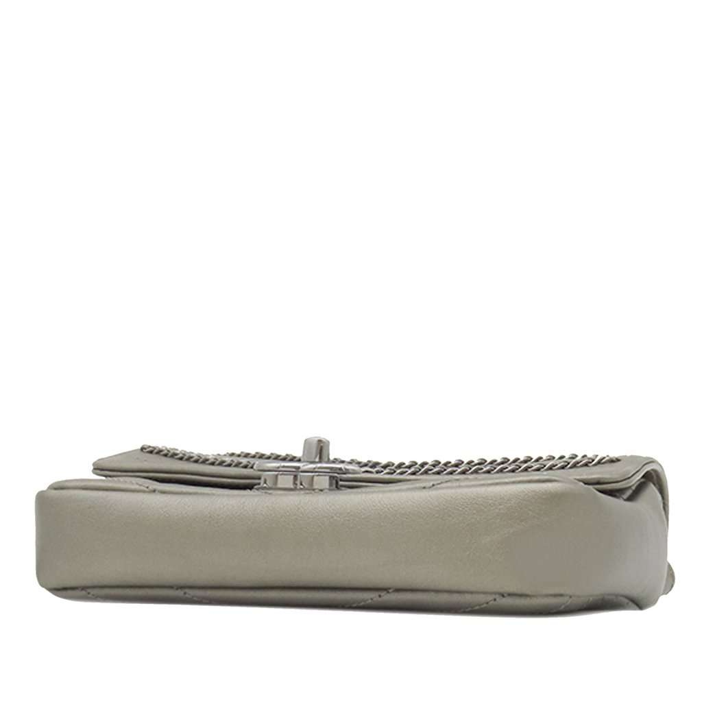 Chanel Small Chevron Calfskin Embellished Data Center Envelope Flap Silver Leather Very good condition - Inside View