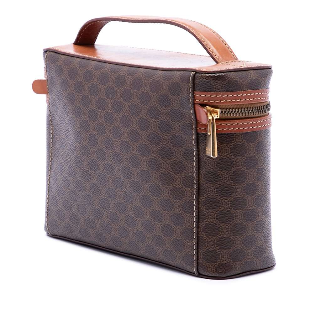 Celine Macadam Coated Canvas Vanity Bag Brown Very good condition - Back View