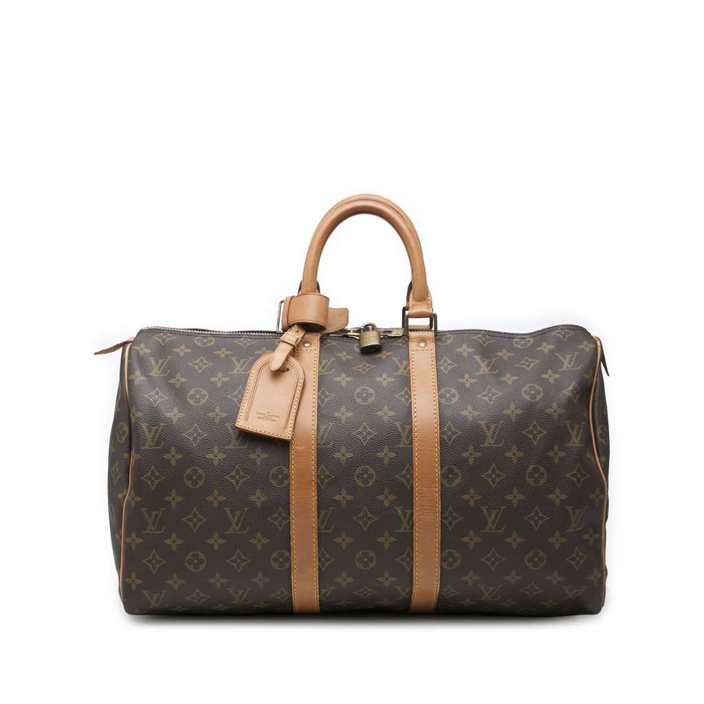 Louis Vuitton Monogram Keepall 45 Brown Good - Front View