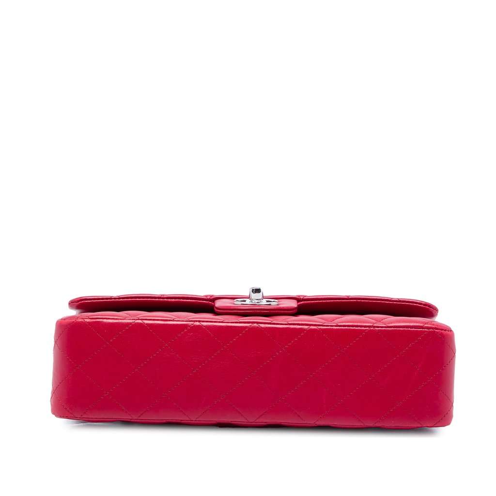 Chanel Medium Classic Lambskin Double Flap Red Leather Very good - Inside View